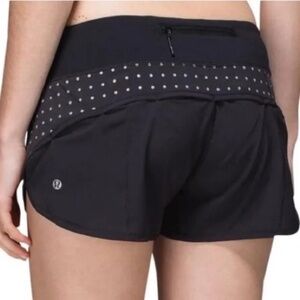 Lululemon Speed Shorts Black with Reflective Dots 2.5"